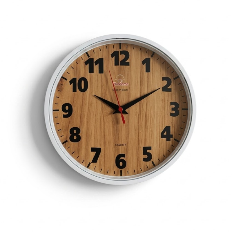 28 cm Round Wall Clock – Wood Effect Finish